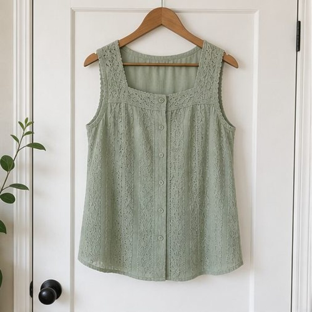 Sage Button Blouse